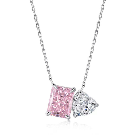 Warm Heart Sterling Silver Zircon Necklace