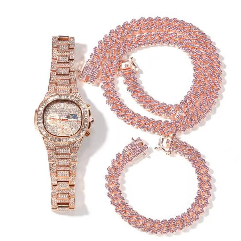 Deluxe Watch & Laura Cuban Chain Set