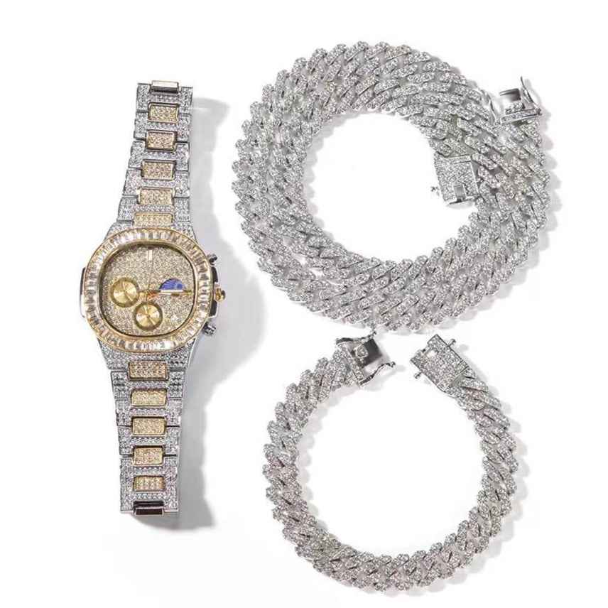 Deluxe Watch & Laura Cuban Chain Set