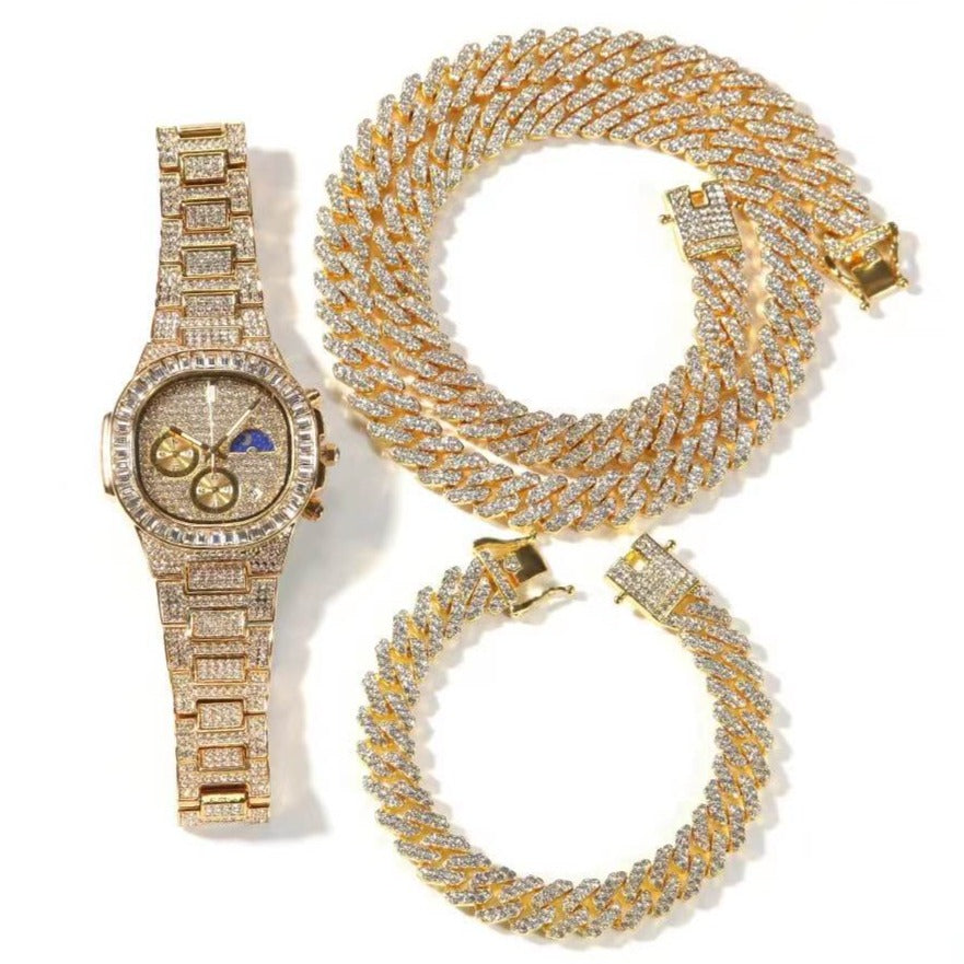 Deluxe Watch & Laura Cuban Chain Set