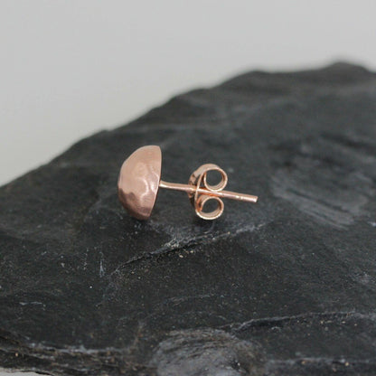 Sterling Silver & Rose Gold Two Tone Hammered Hoop Stud Earrings - STERLING SILVER DESIGNS