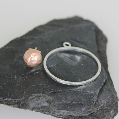 Sterling Silver & Rose Gold Two Tone Hammered Hoop Stud Earrings - STERLING SILVER DESIGNS