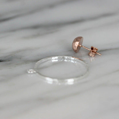 Sterling Silver & Rose Gold Two Tone Hammered Hoop Stud Earrings - STERLING SILVER DESIGNS