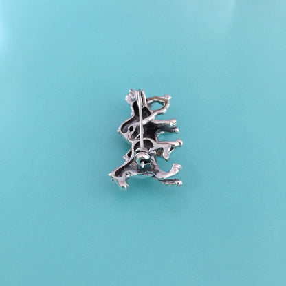 Sterling Silver 3 Running Horses Brooch Pin Equestrian - STERLING SILVER DESIGNS