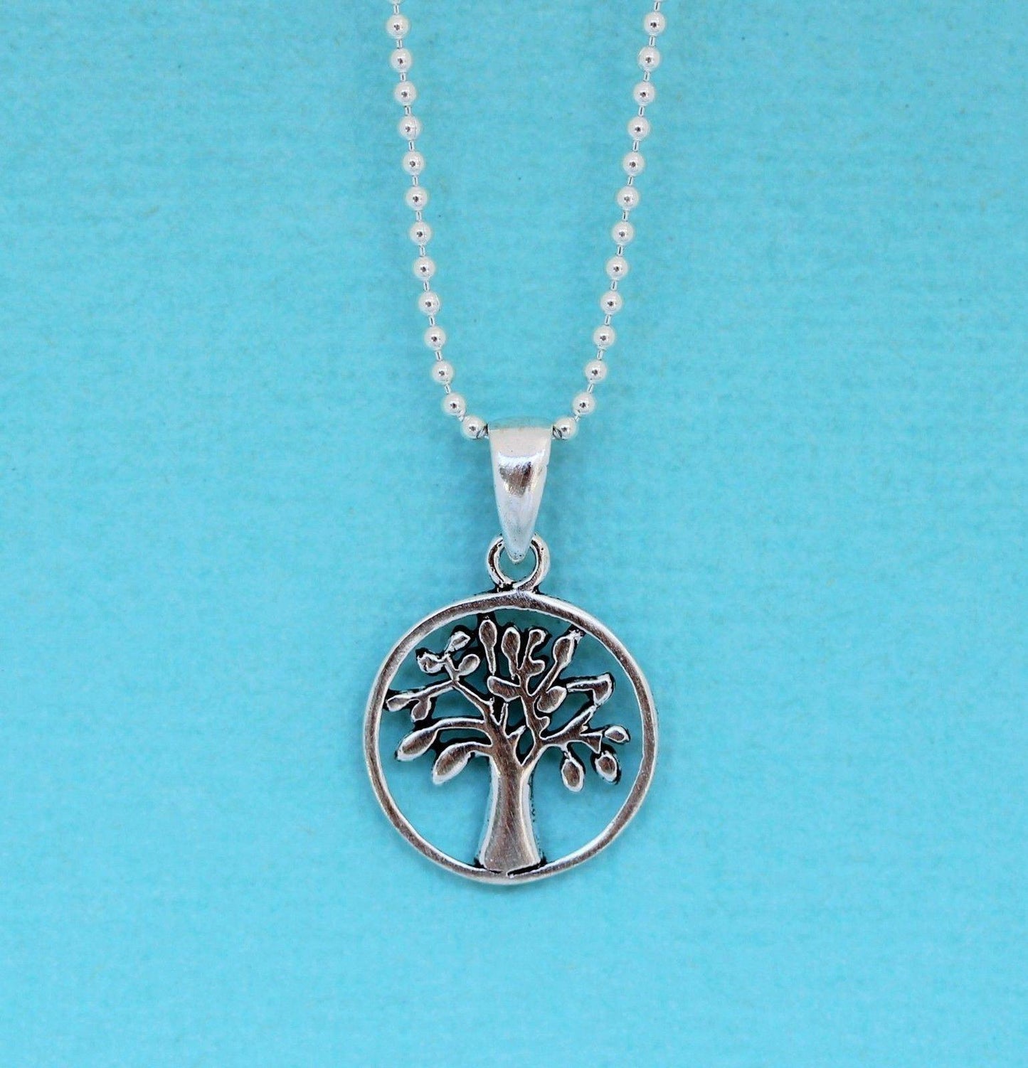 Sterling Silver 13mm Round Tree of Life Necklace 45cm - STERLING SILVER DESIGNS