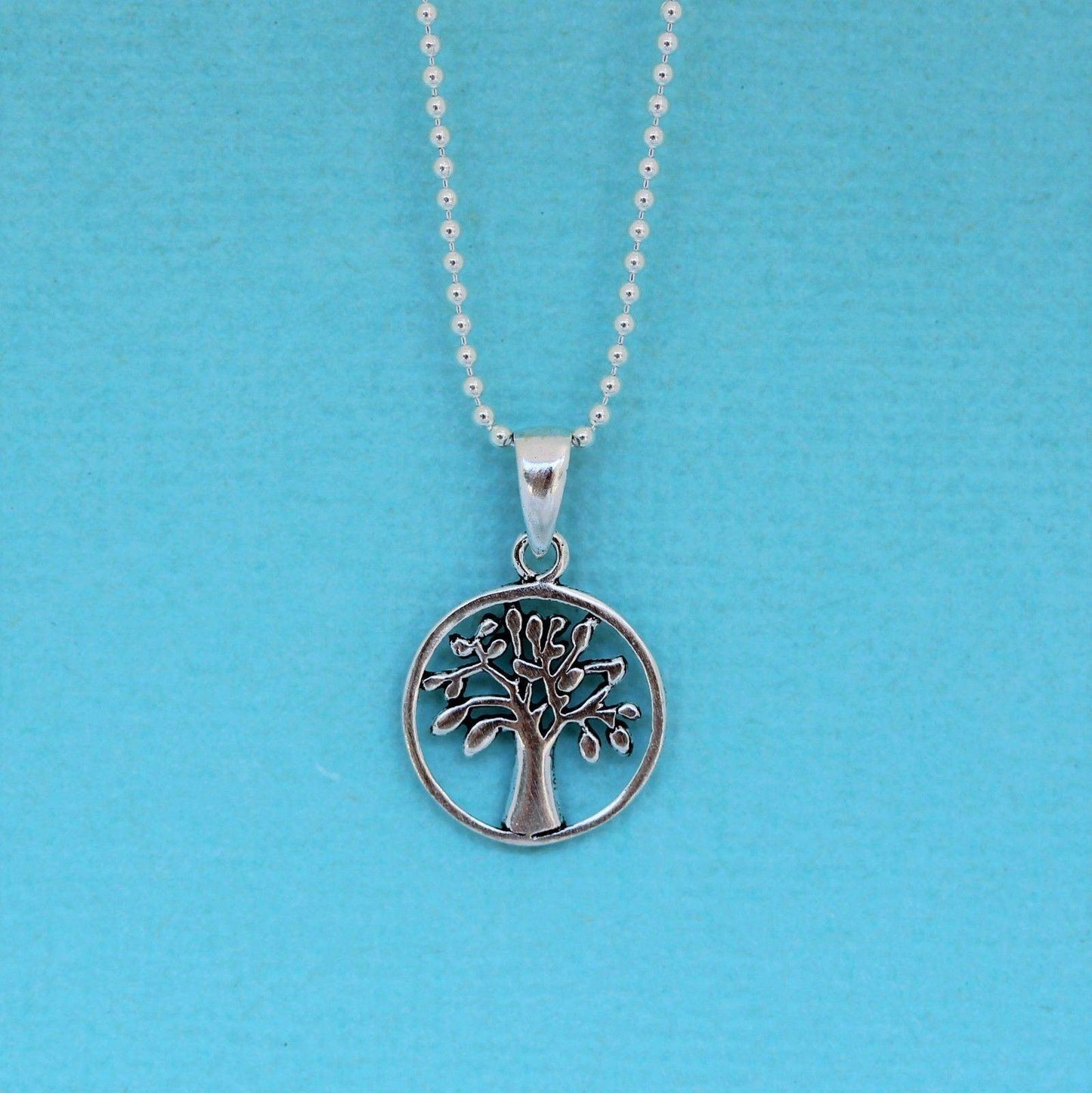 Sterling Silver 13mm Round Tree of Life Necklace 45cm - STERLING SILVER DESIGNS