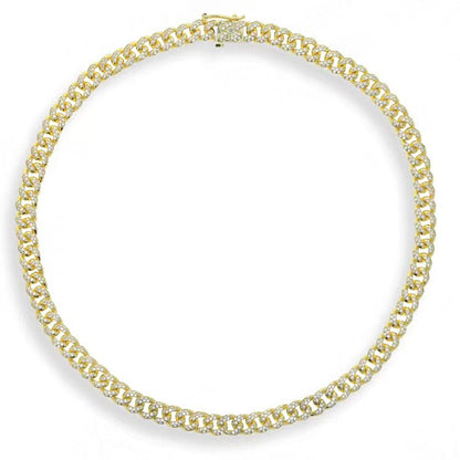 9MM Silver n Gold Chain Zircon Necklace