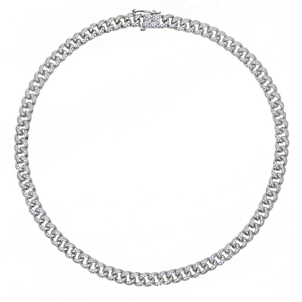 9MM Silver n Gold Chain Zircon Necklace