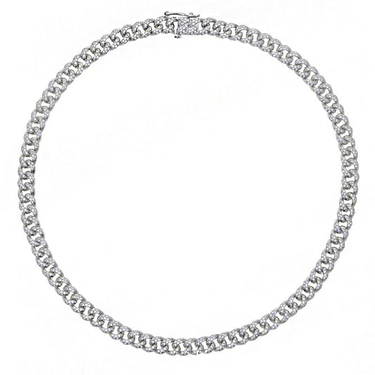 9MM Silver n Gold Chain Zircon Necklace