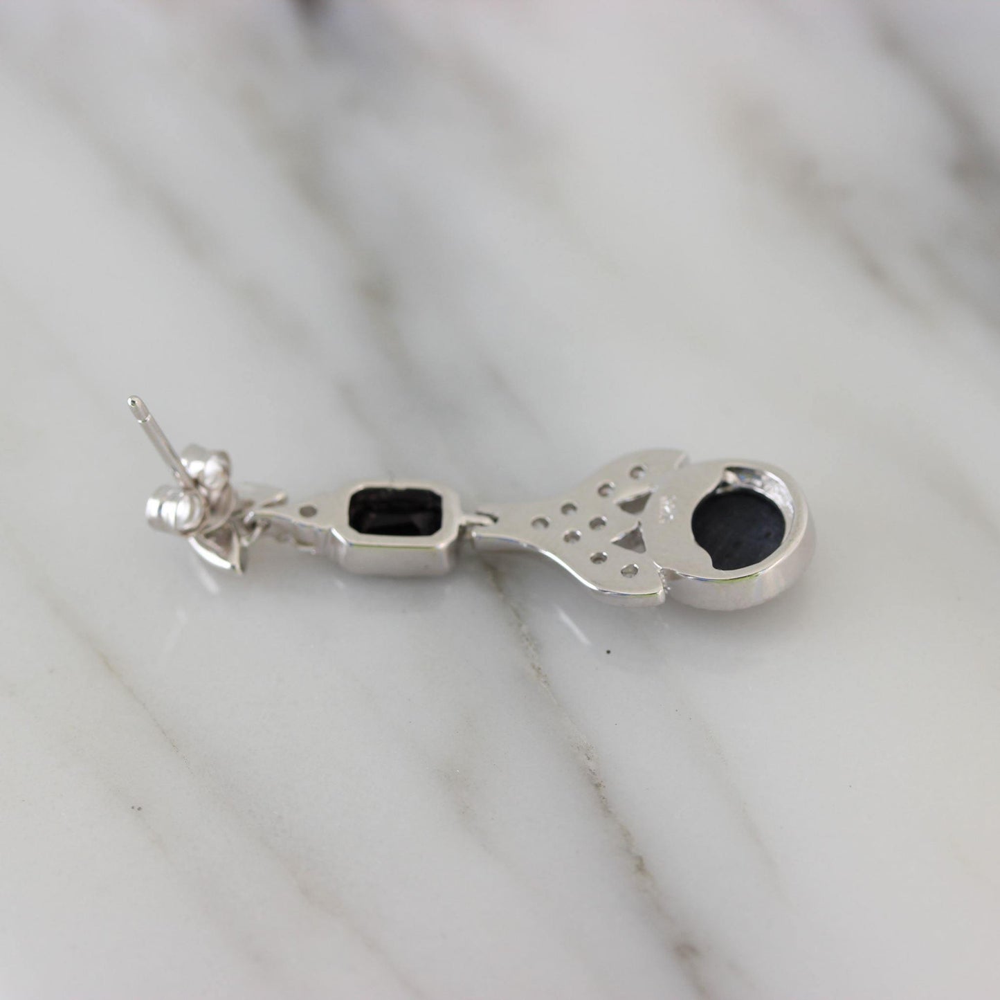 Sterling Silver Art Deco Style Black Onyx & CZ Drop Earrings - STERLING SILVER DESIGNS