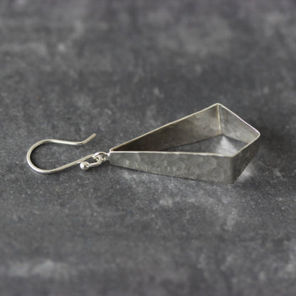 Sterling Silver Hammered Beaten Open Kite Shape Hook Drop Earrings - STERLING SILVER DESIGNS