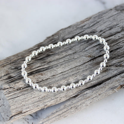 Sterling Silver 3mm + 5mm Ball Stretch Bracelet 18cm - STERLING SILVER DESIGNS