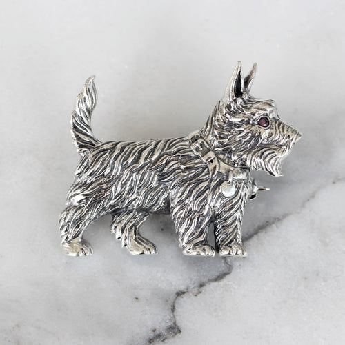 Sterling Silver Cairn Scottish Terrier Westie Scotty Dog Brooch Pin - STERLING SILVER DESIGNS