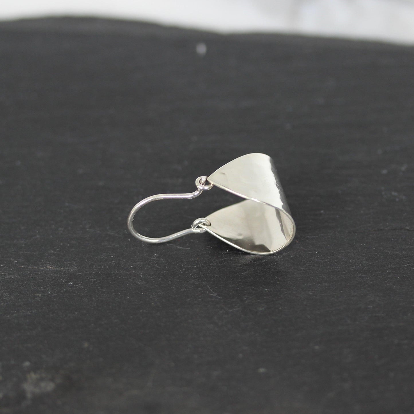 Sterling Silver Hammered Curved Open Hoop Earrings - STERLING SILVER DESIGNS