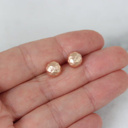 Sterling Silver 8mm Rose Gold Plated Matte Hammered Dome Stud Earrings - STERLING SILVER DESIGNS