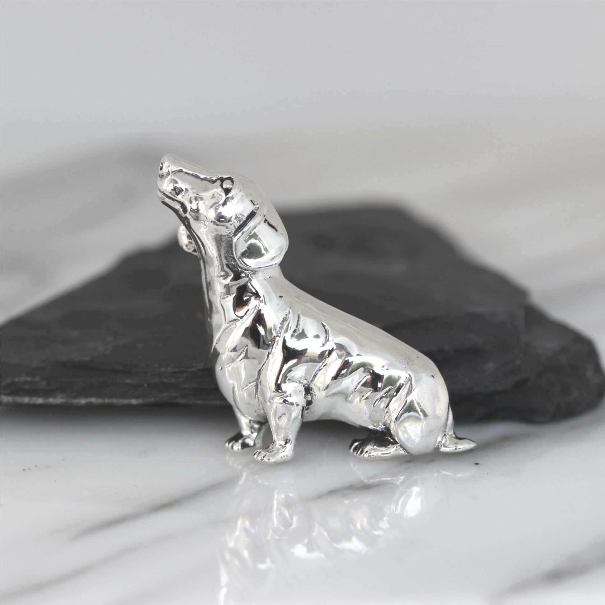 Sterling Silver Dachshund Sausage Dog Animal Brooch Pin Solid Silver - STERLING SILVER DESIGNS