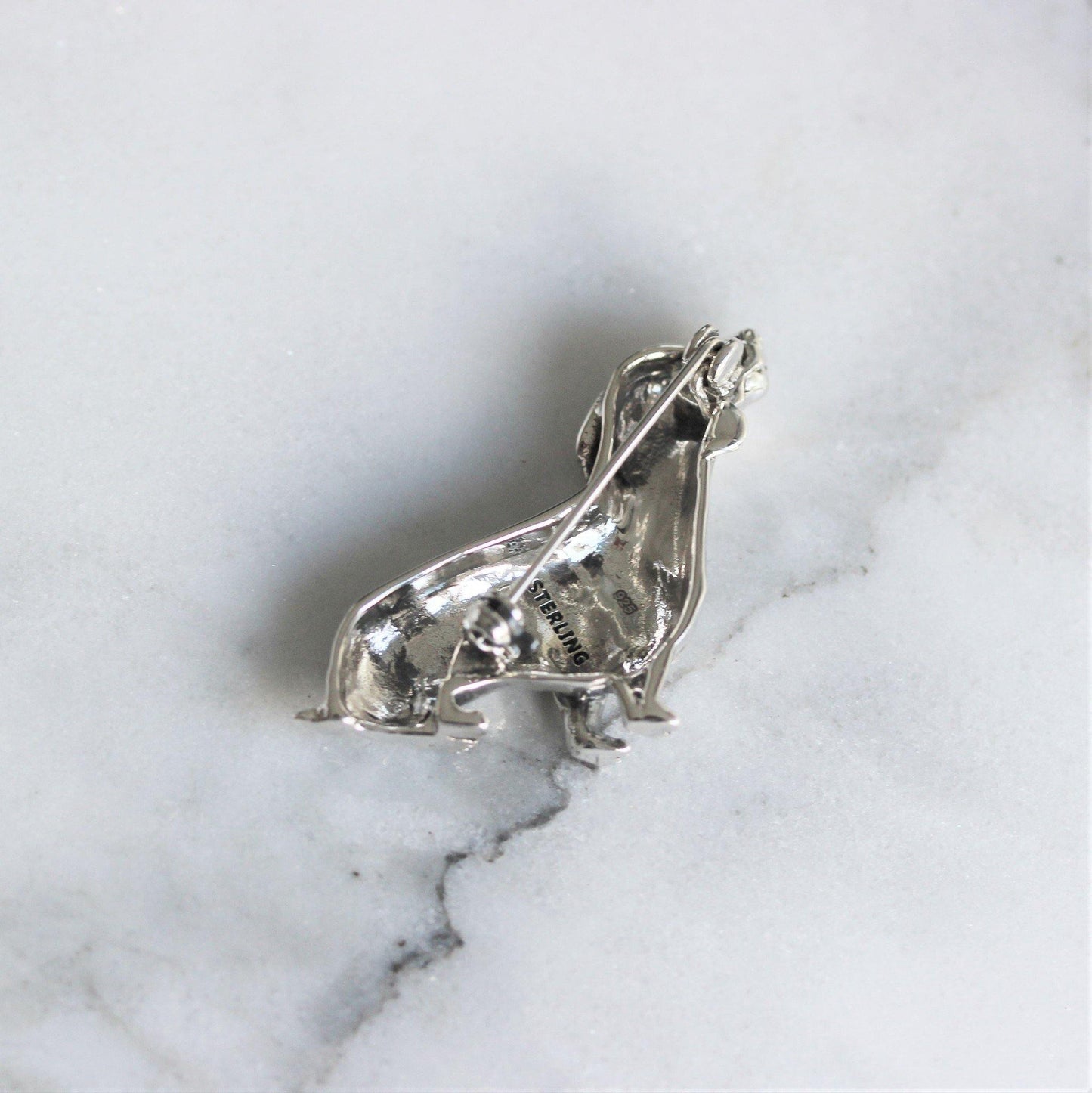 Sterling Silver Dachshund Sausage Dog Animal Brooch Pin Solid Silver - STERLING SILVER DESIGNS