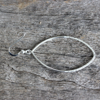 Sterling Silver Big Open Teardrop Beaten Hammered Hook Drop Earrings - STERLING SILVER DESIGNS