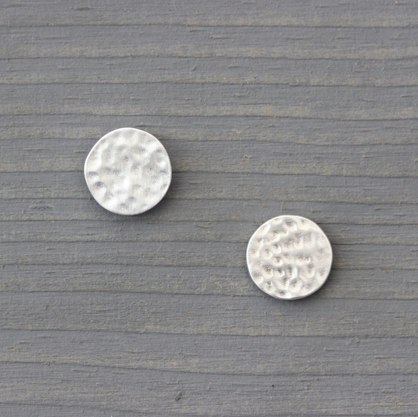 Sterling Silver 9mm Round Matte Hammered Stud Earrings - STERLING SILVER DESIGNS