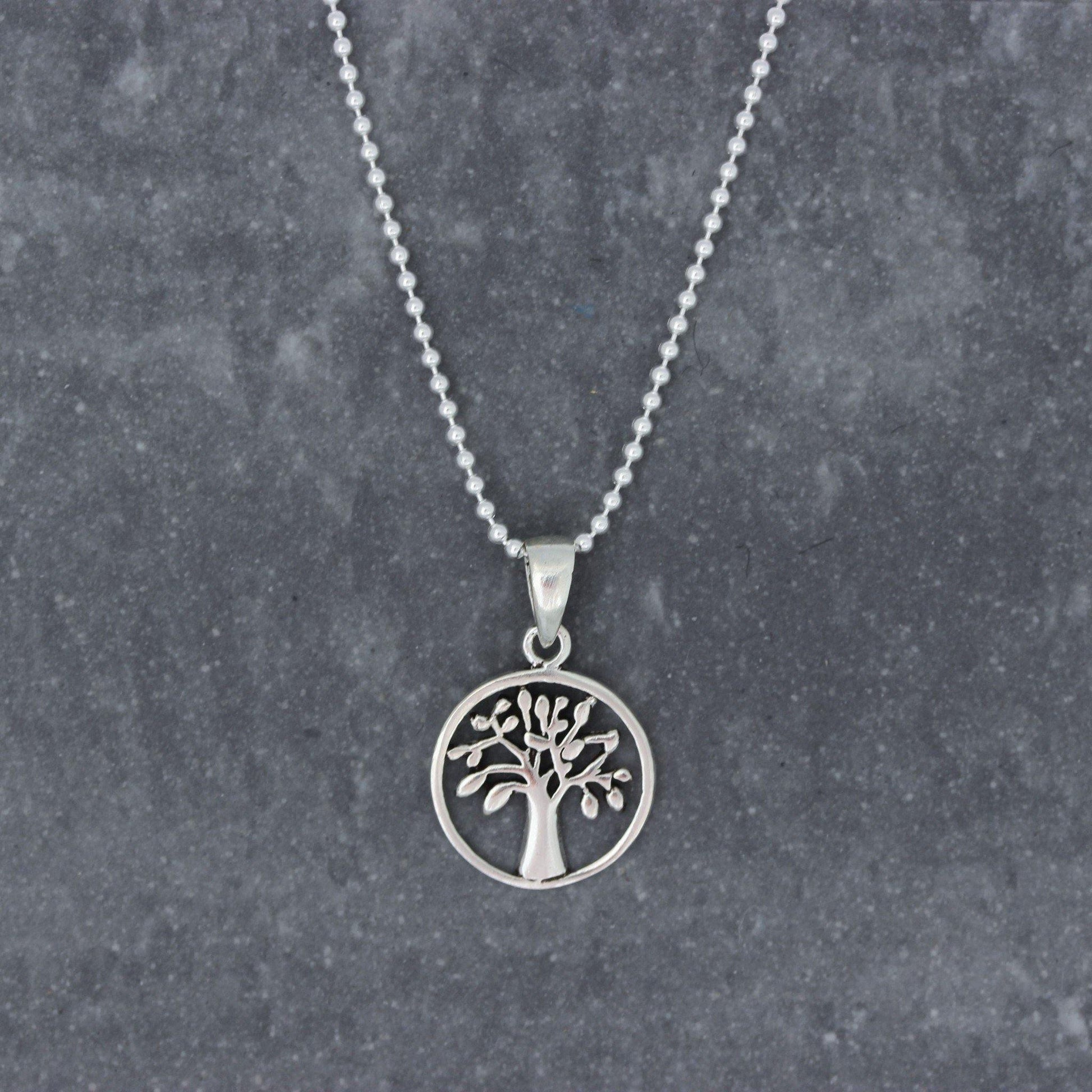 Sterling Silver 13mm Round Tree of Life Necklace 45cm - STERLING SILVER DESIGNS