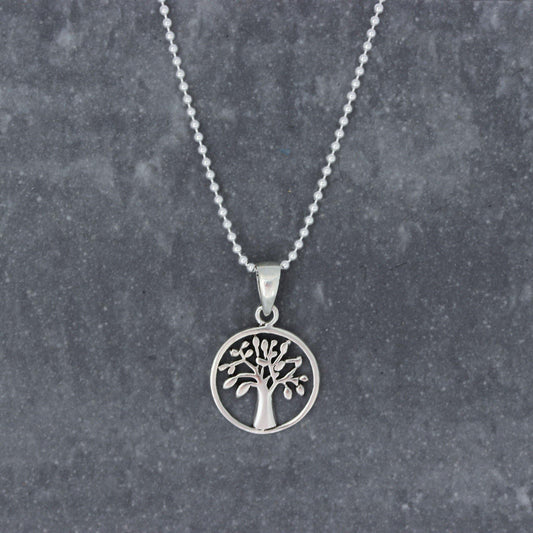 Sterling Silver 13mm Round Tree of Life Necklace 45cm - STERLING SILVER DESIGNS